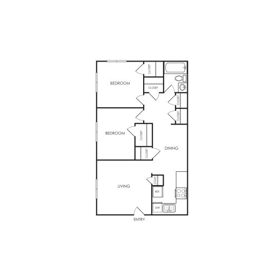 the floor plan for a two bedroom apartment at The  Harper