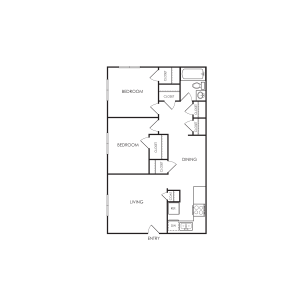 the floor plan for a two bedroom apartment at The  Harper