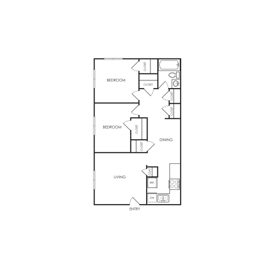 the floor plan for a two bedroom apartment at The  Harper