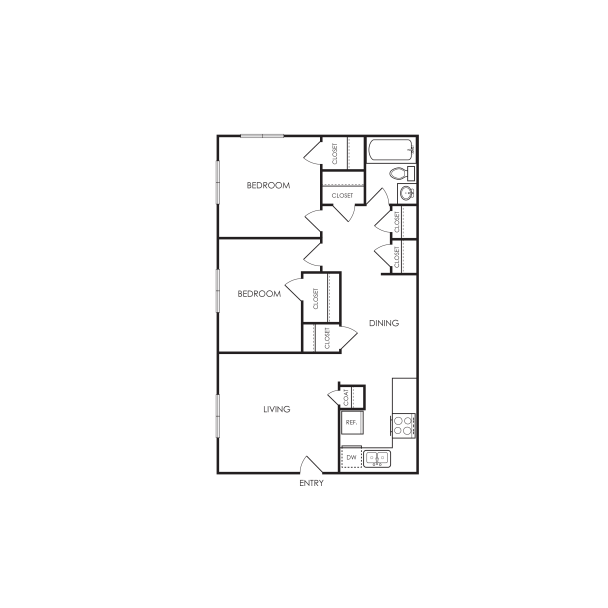 the floor plan for a two bedroom apartment at The  Harper